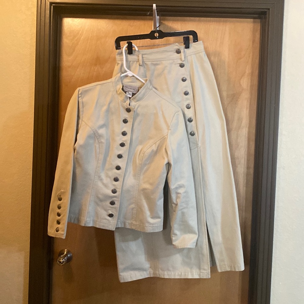 Stonebridge Khaki Skirt Set; Top is 12; Skirt is 10